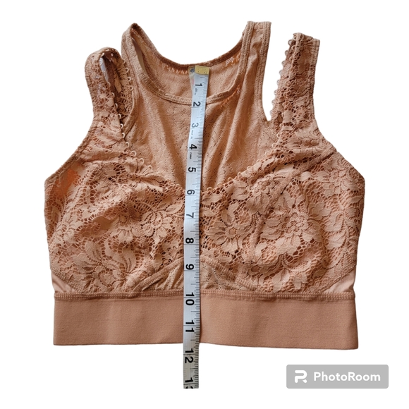 Free People Double Layer Lace Wireless Sport Bralette Nude W/Peachy Tone Size XS - Picture 7 of 12